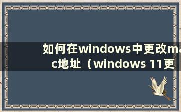 如何在windows中更改mac地址（windows 11更改）